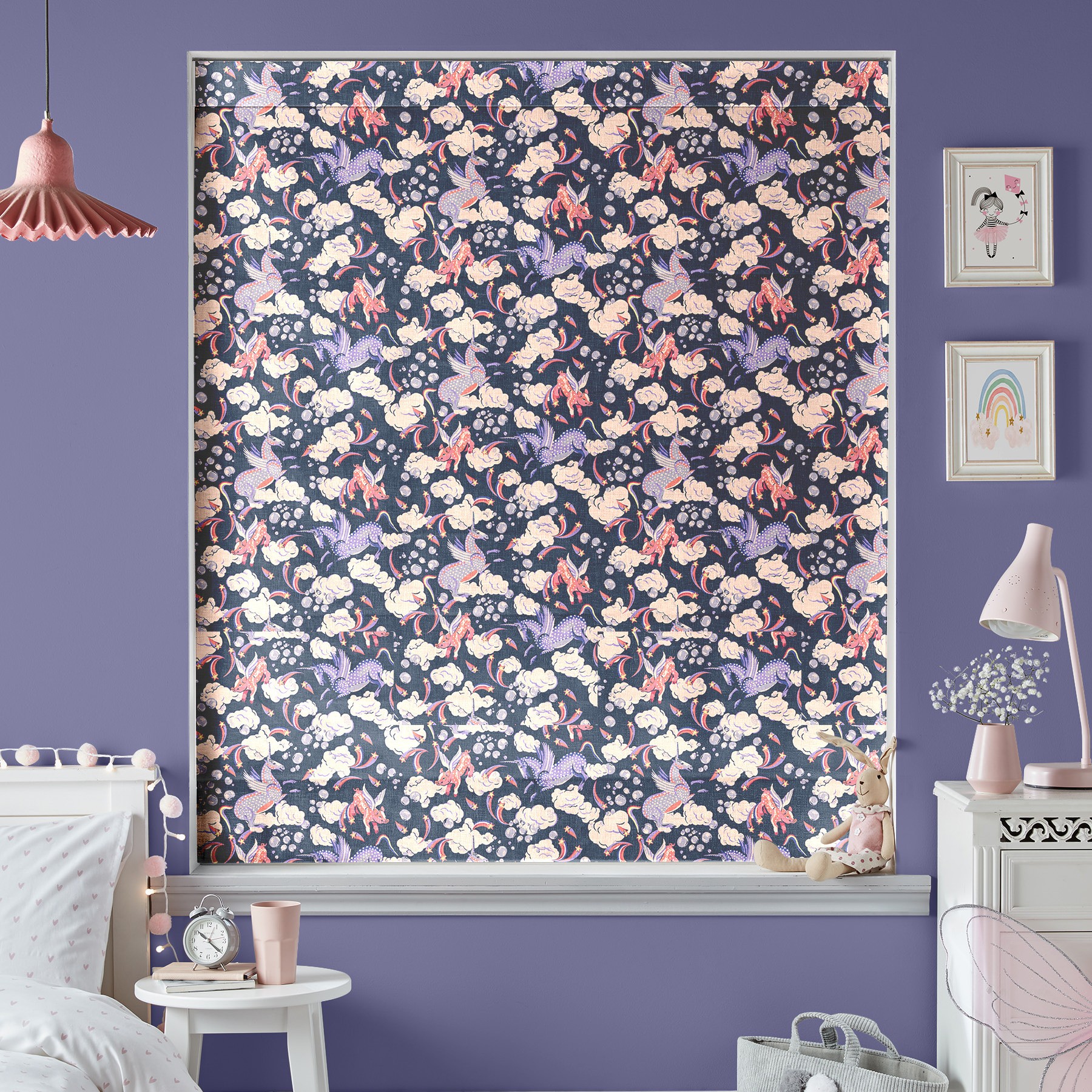 Cath Kidston Unicorn Navy Roman Blind