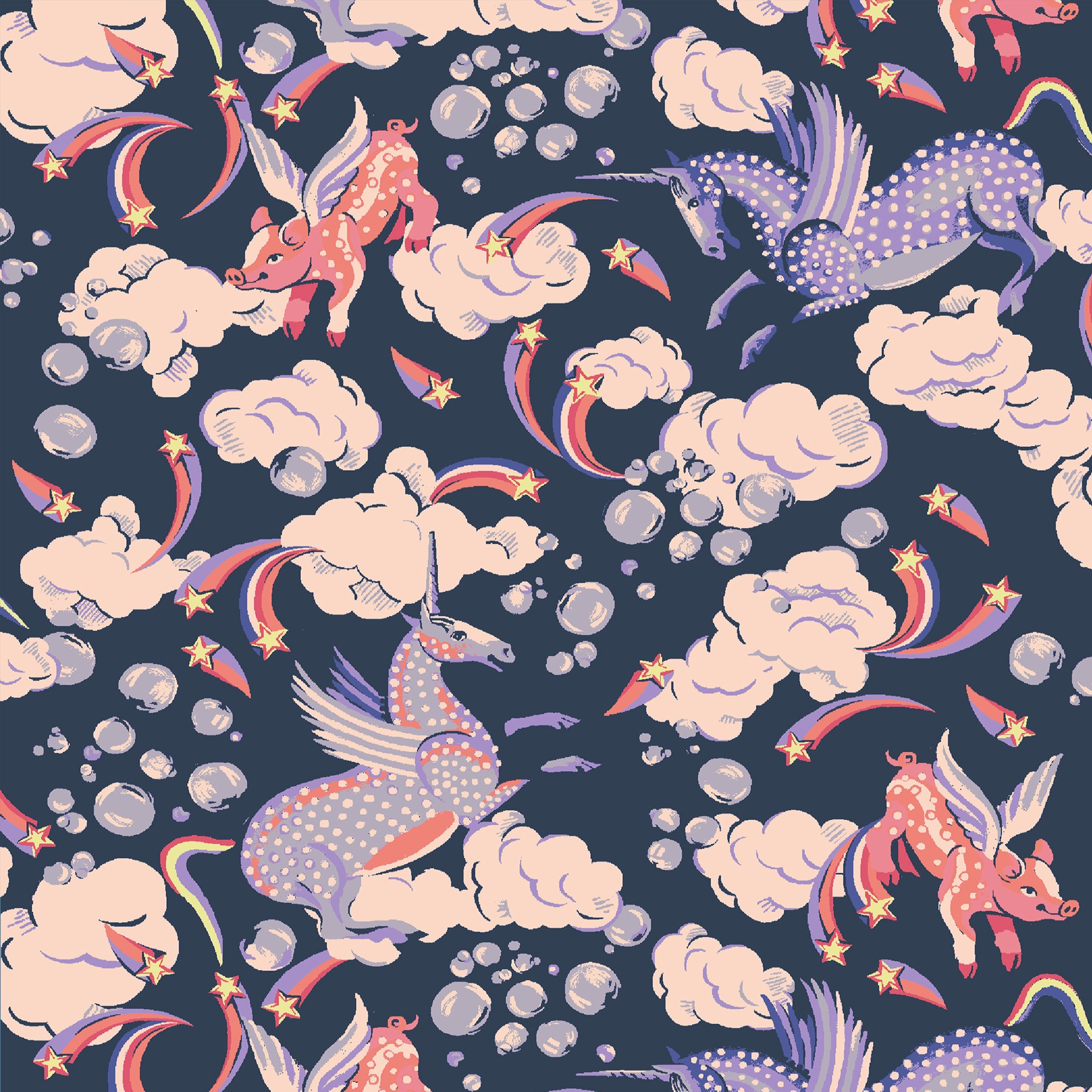 Cath Kidston Unicorn Navy Roman Blind