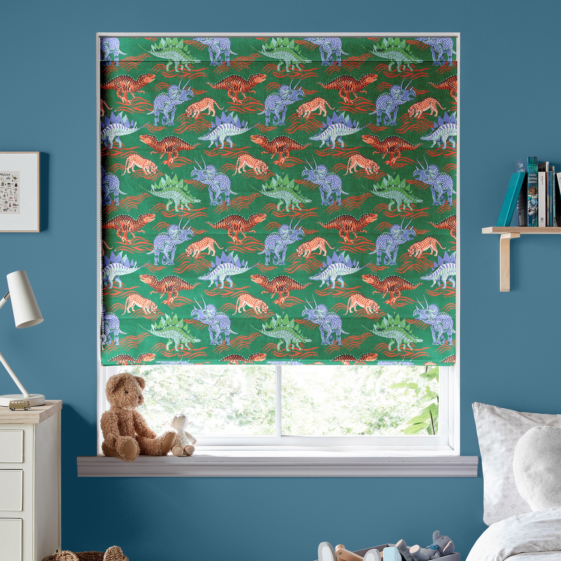 Cath Kidston Dinosaur Green Roman Blind