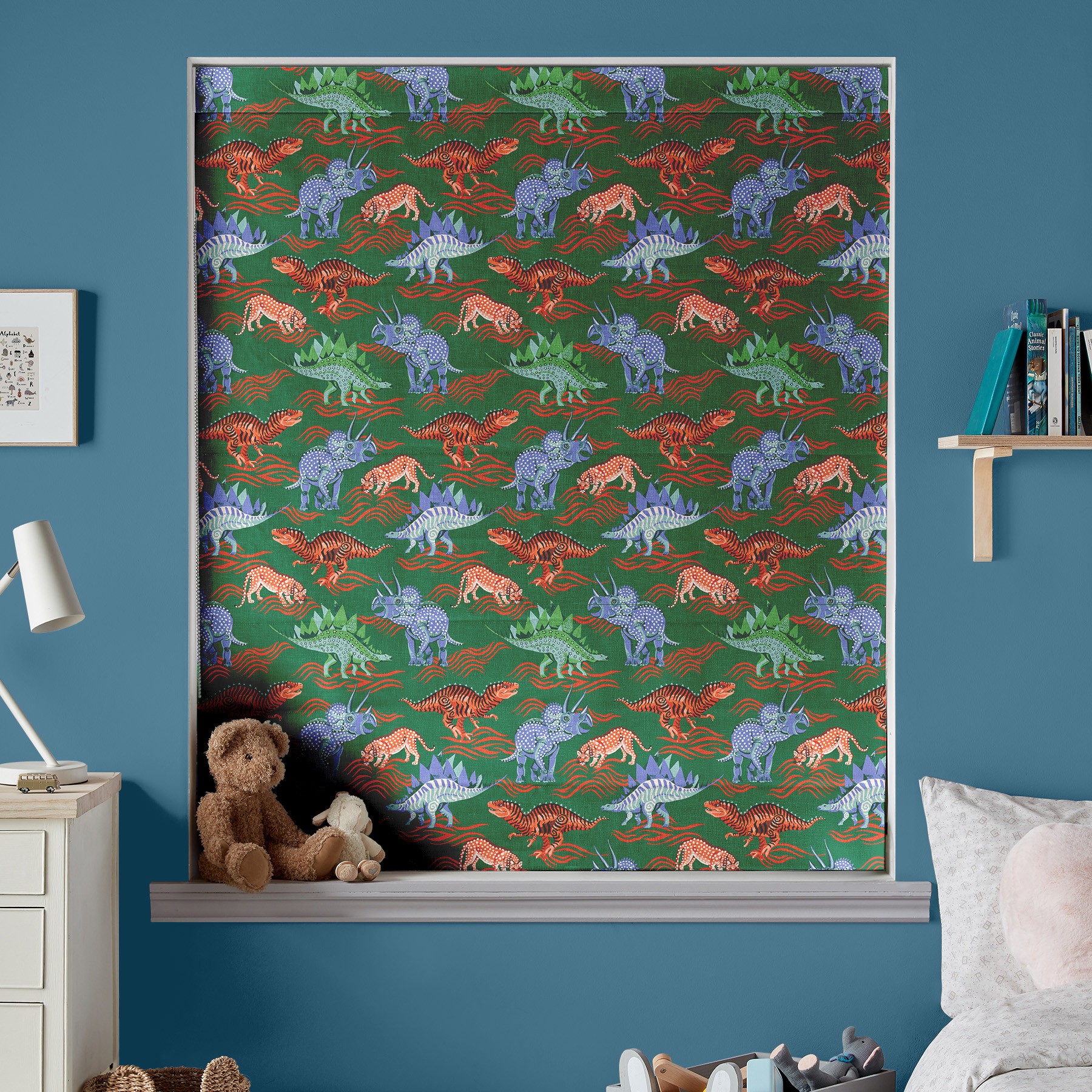 Cath Kidston Dinosaur Green Roman Blind