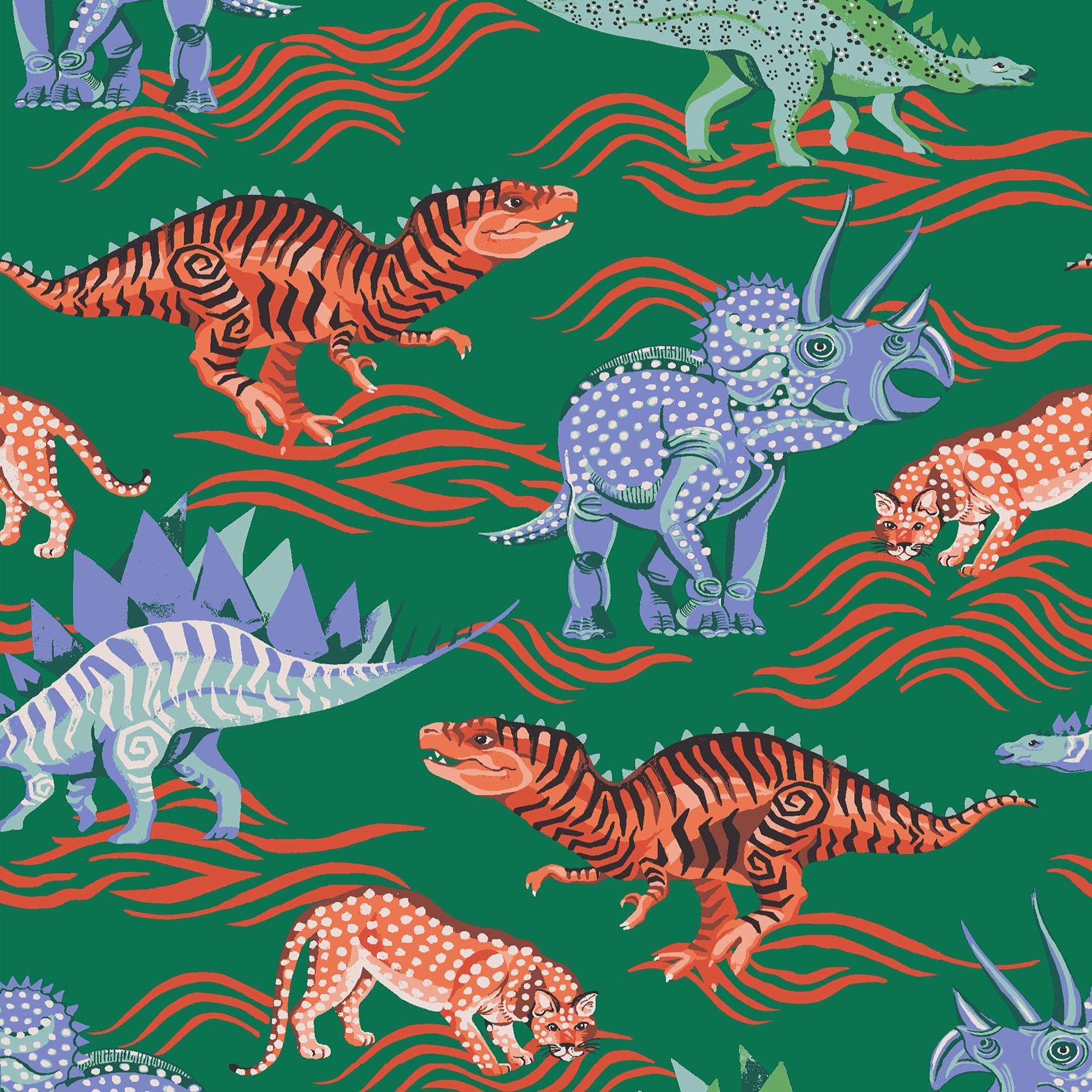 Cath Kidston Dinosaur Green Roman Blind