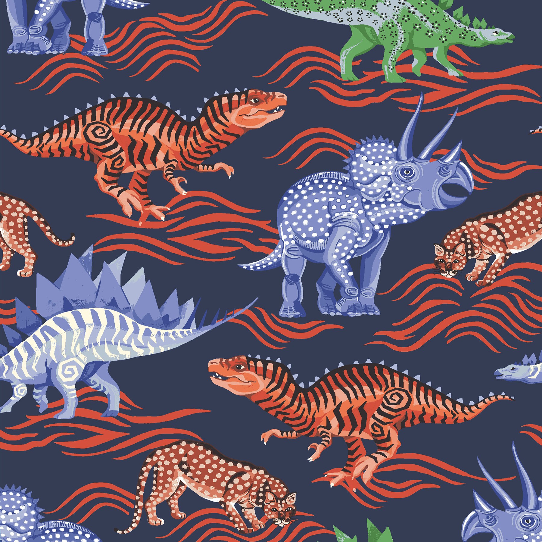 Cath Kidston Dinosaur Navy Roman Blind