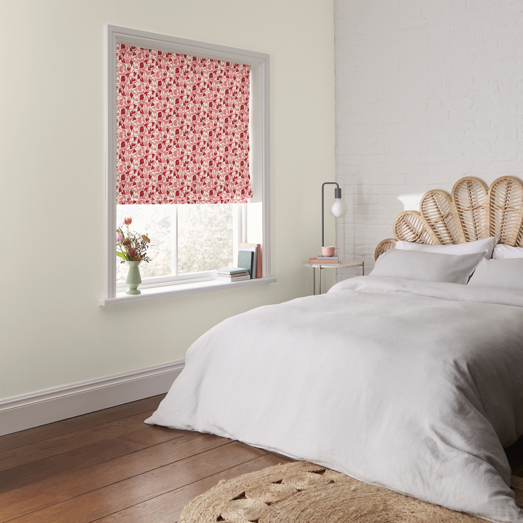 Cath Kidston Marble Hearts Ditsy Red Roman Blind