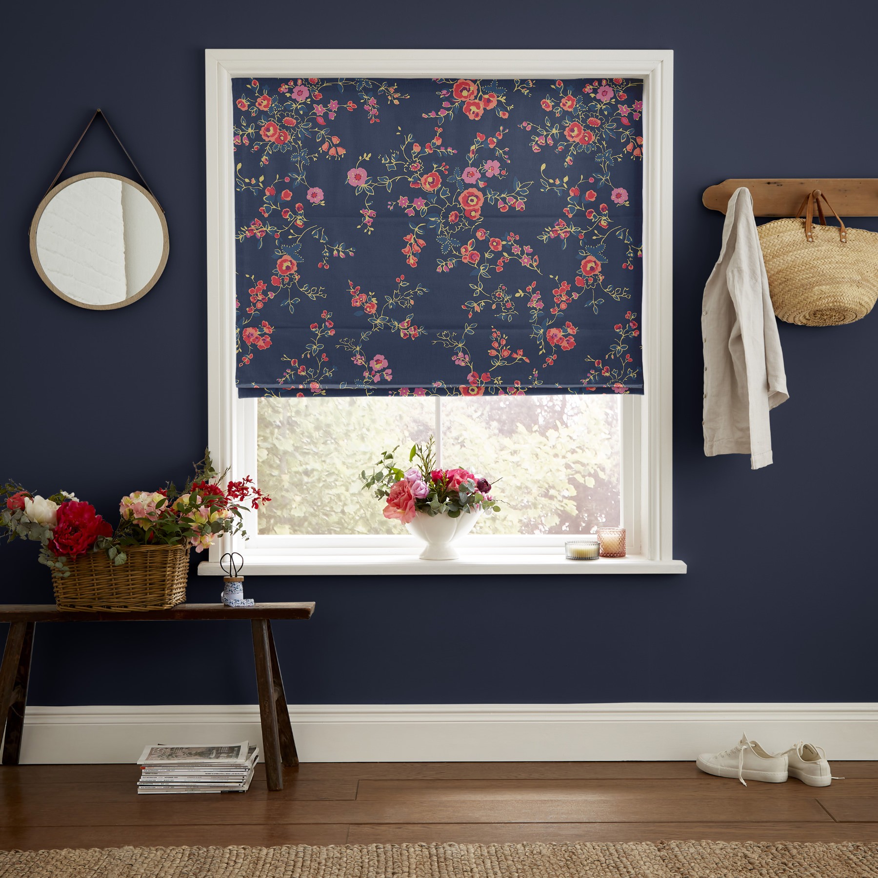 Cath Kidston Millfield Blossom Navy Roman Blind