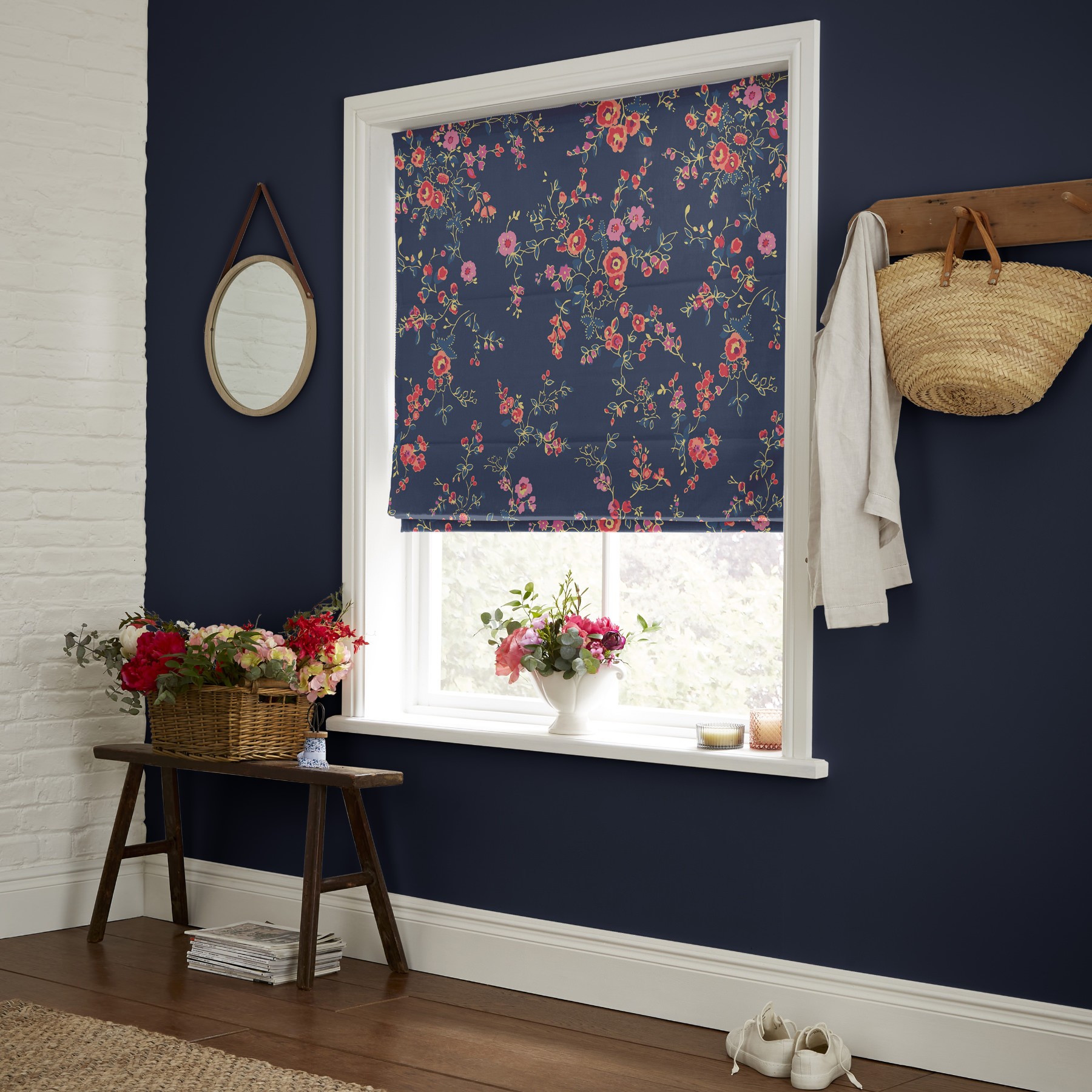 Cath Kidston Millfield Blossom Navy Roman Blind
