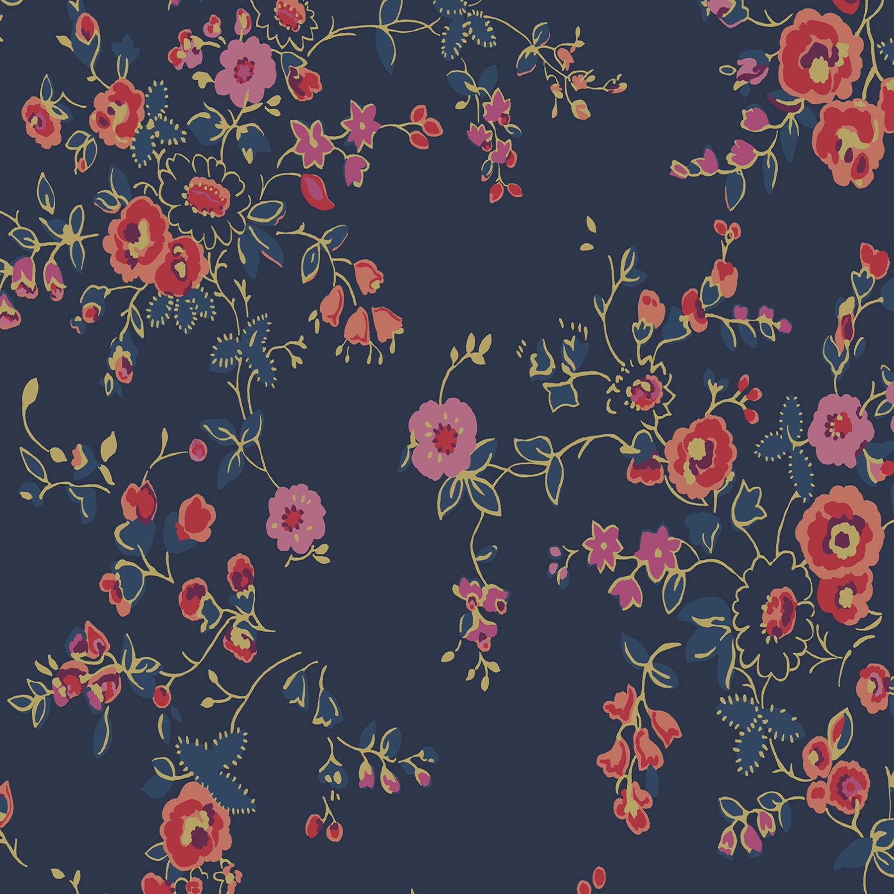 Cath Kidston Millfield Blossom Navy Roman Blind