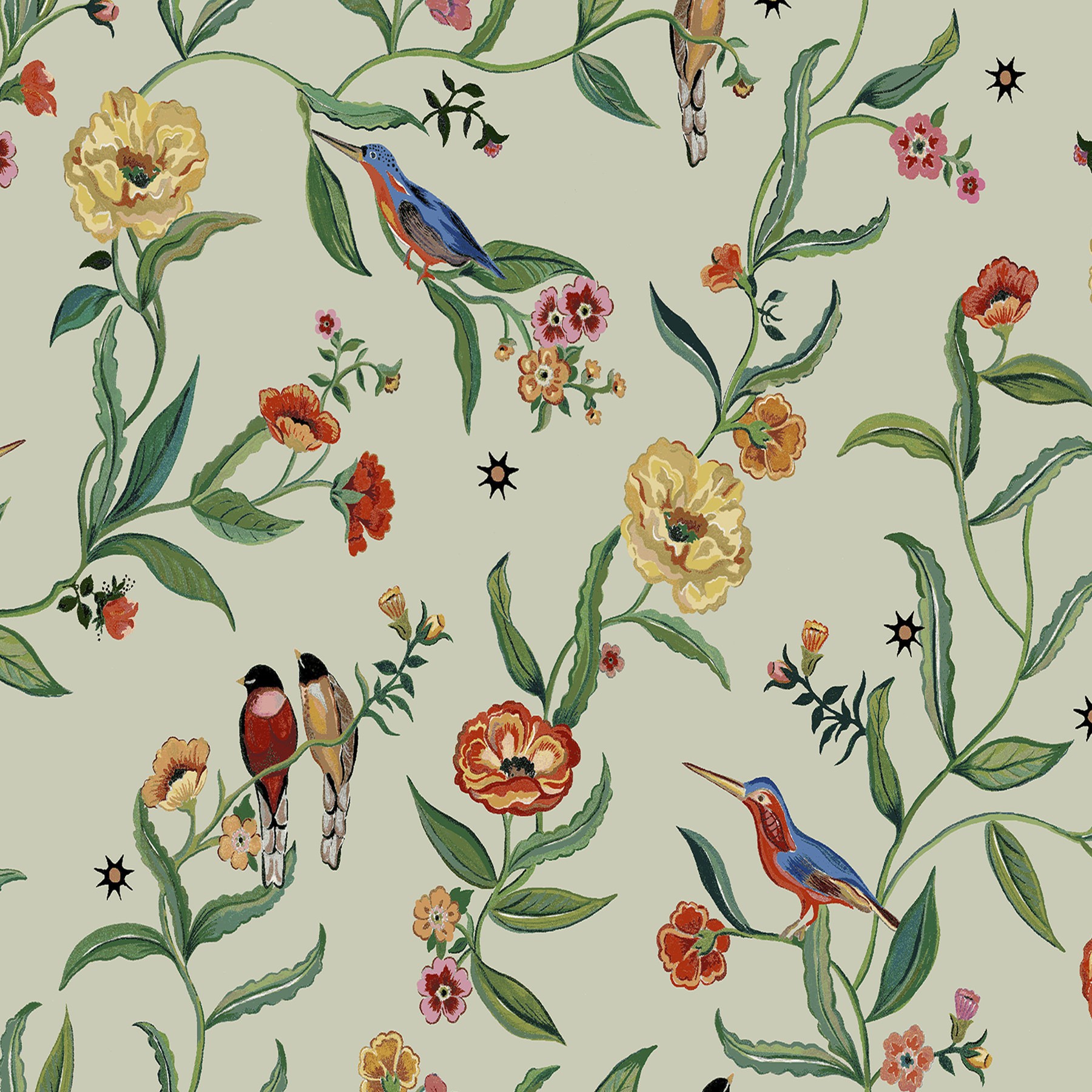 Cath Kidston Summer Birds Green Roman Blind