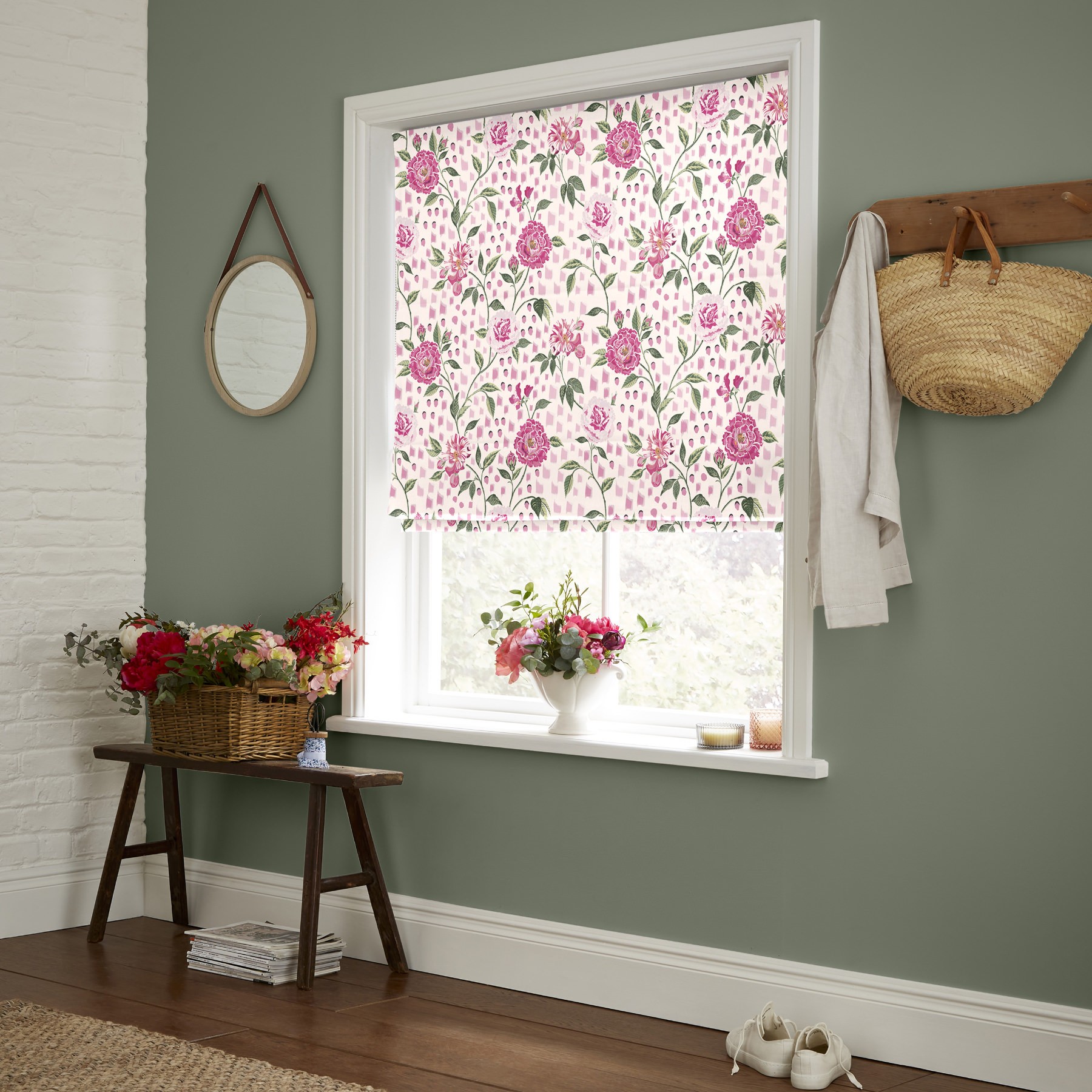 Cath Kidston Tea Rose Pink Roman Blind