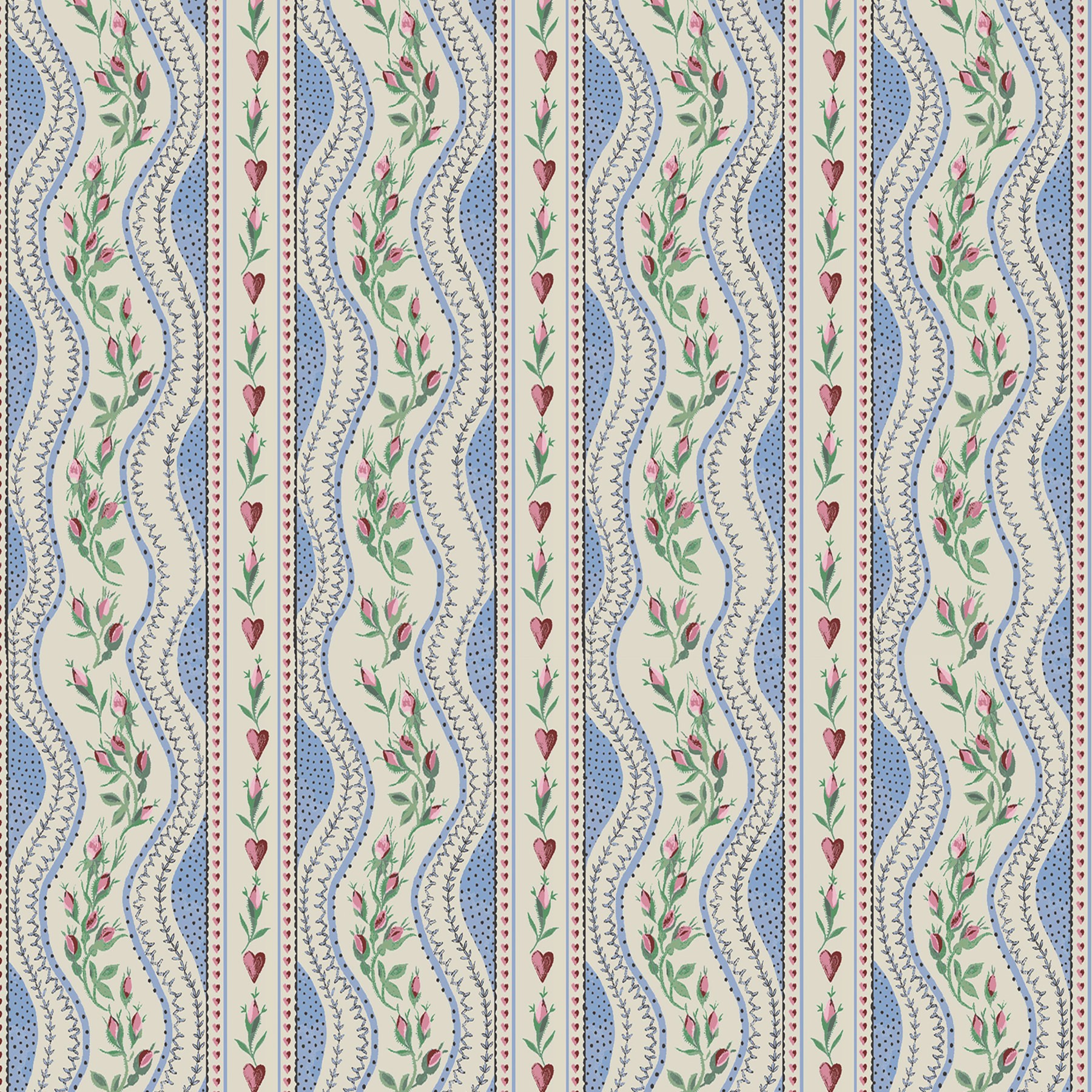 Cath Kidston Wiggle Rose Blue Roman Blind