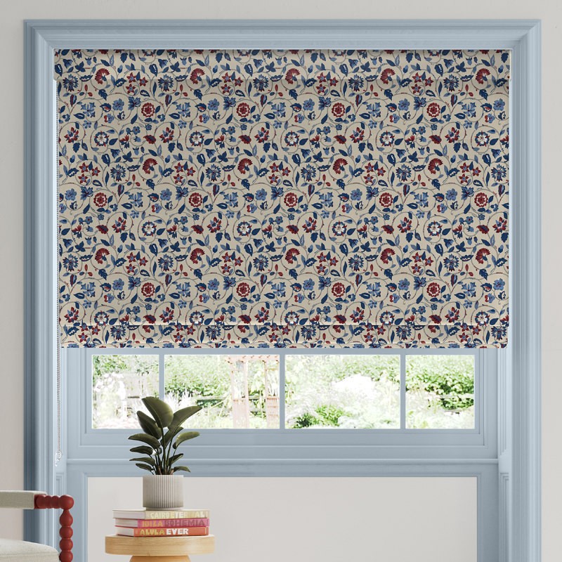 Land & Shore Esther Blue Red Roman Blind