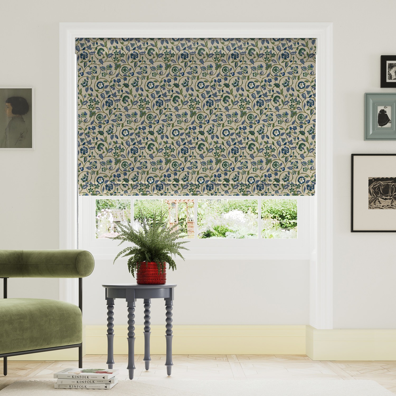 land & shore esther green roman blind