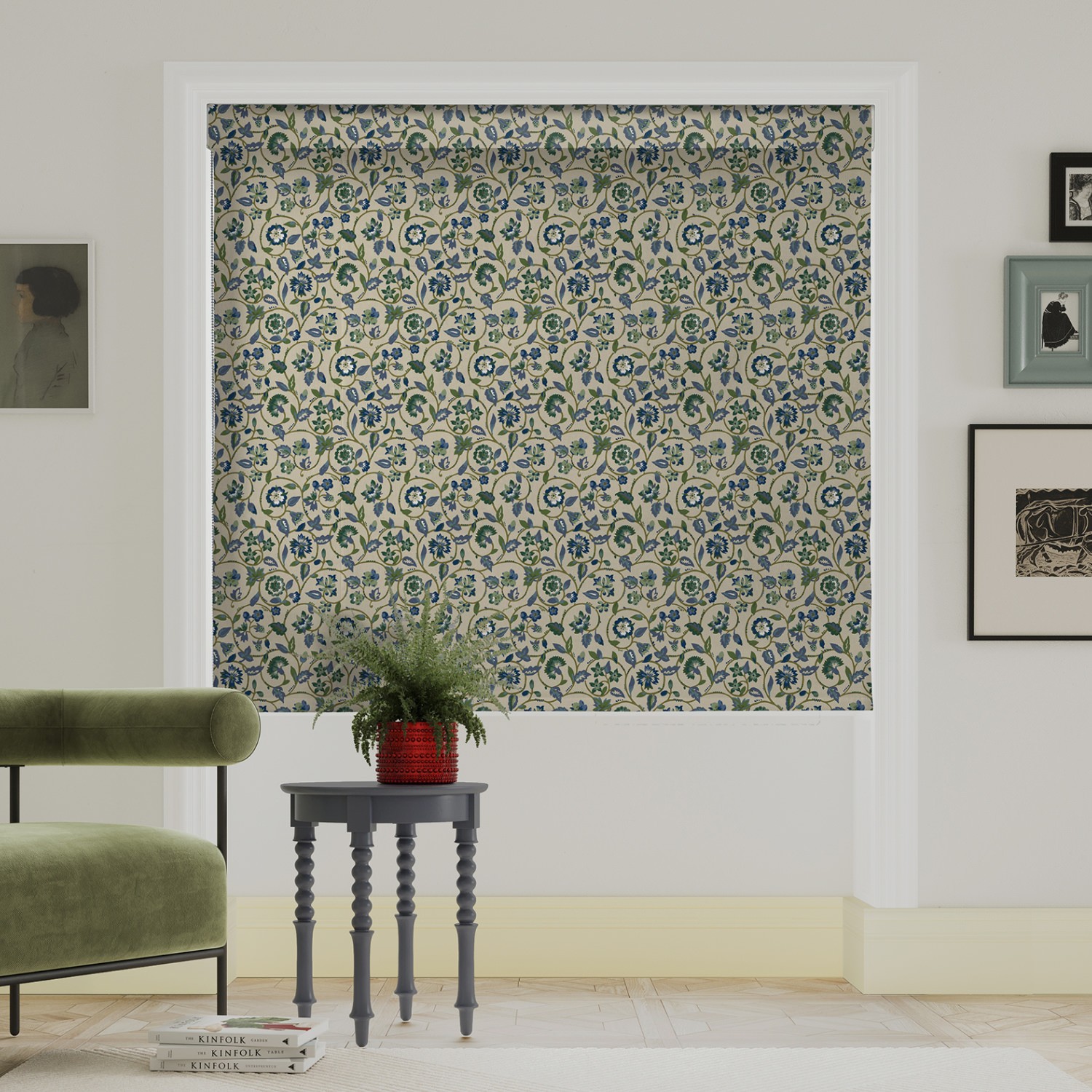 land & shore esther green roman blind