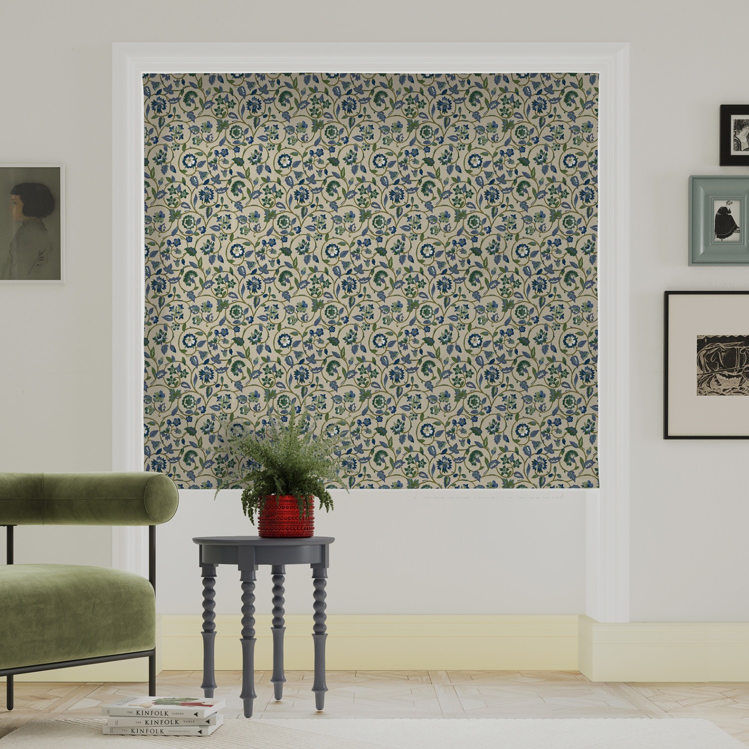 land & shore esther green roman blind