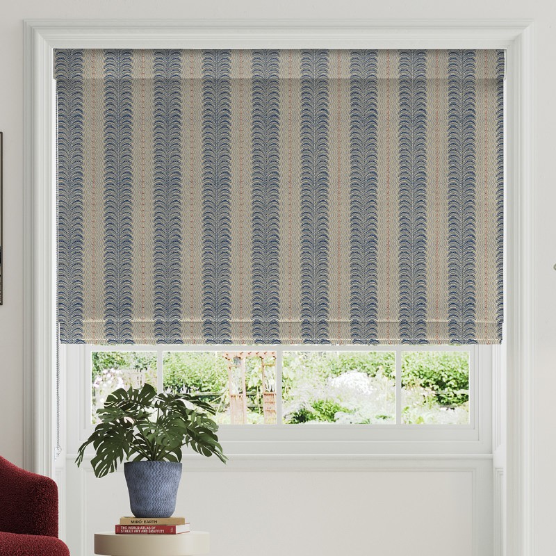 Land & Shore Fintra Stripe Blue Red Roman Blind