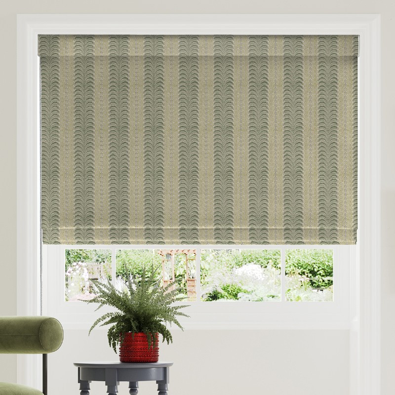 Land & Shore Fintra Stripe Green Roman Blind