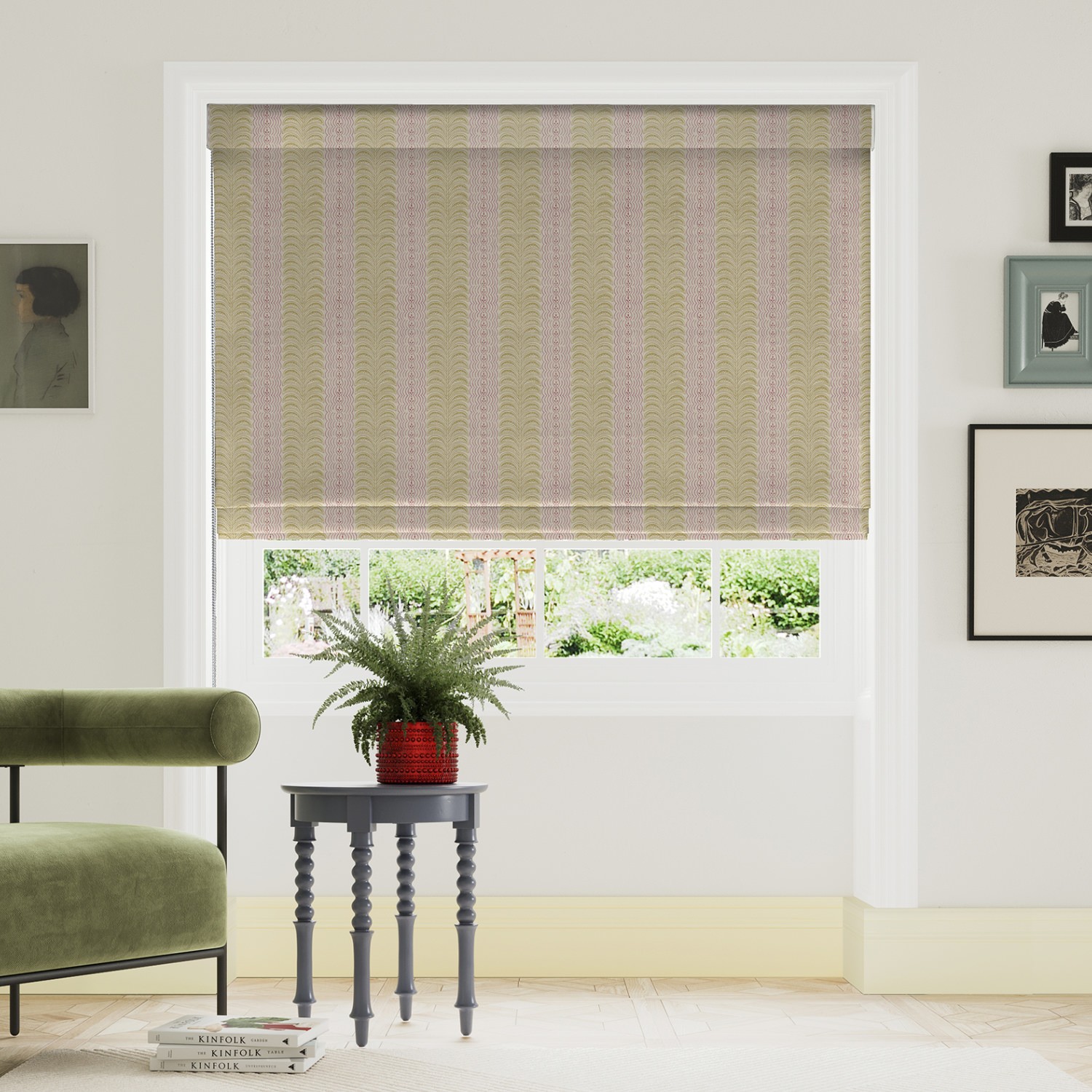land & shore fintra stripe yellow roman blind