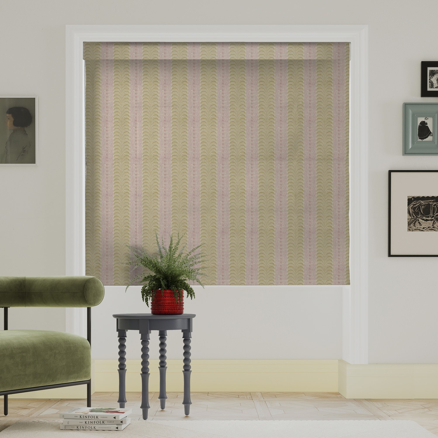 land & shore fintra stripe yellow roman blind