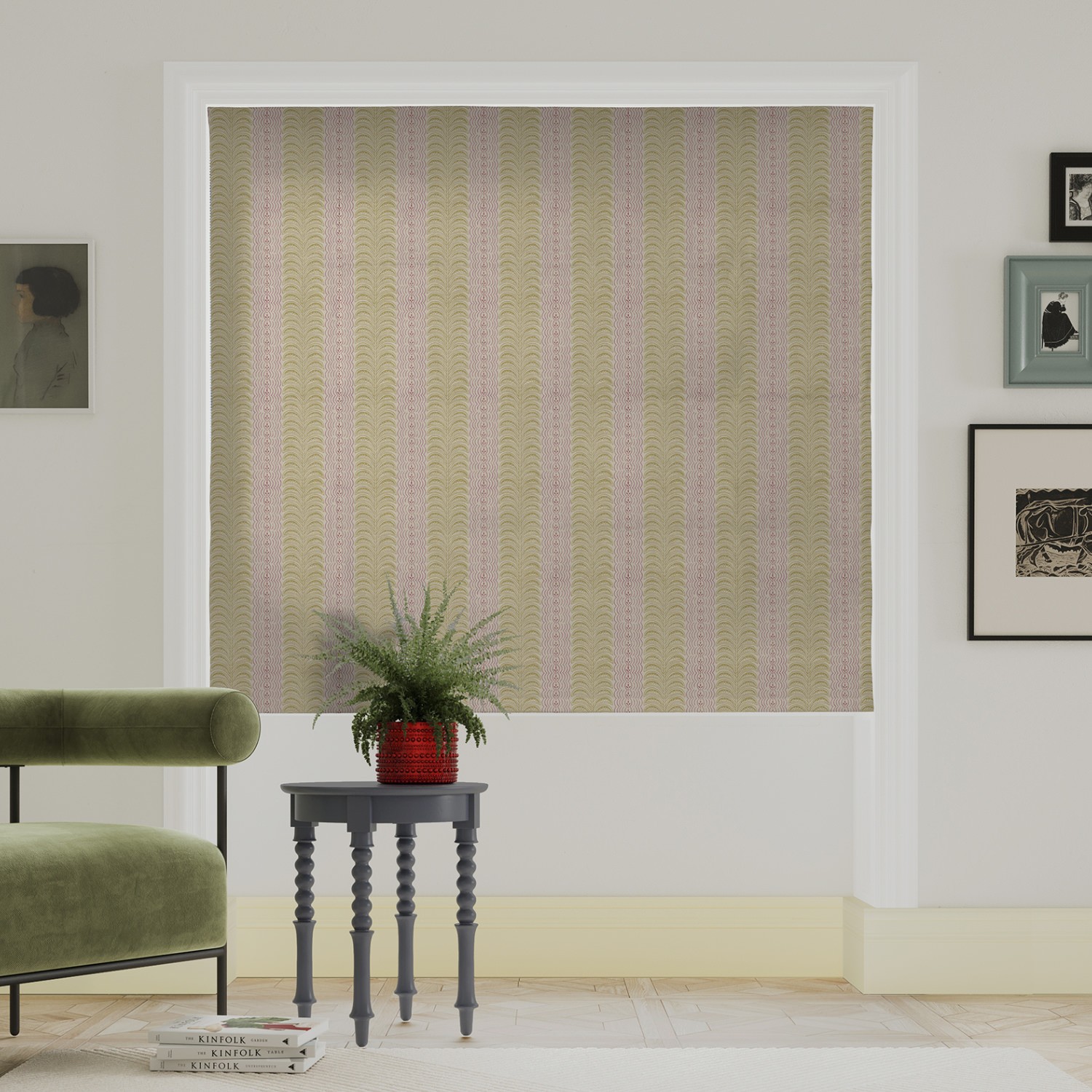 land & shore fintra stripe yellow roman blind