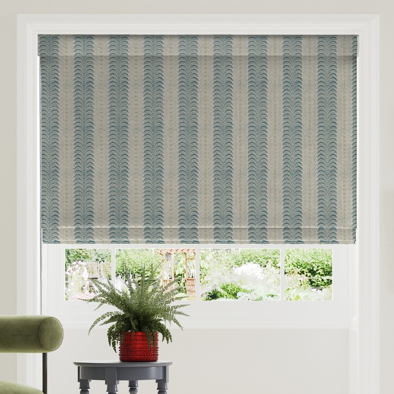 Land & Shore Fintra Stripe Teal Roman Blind