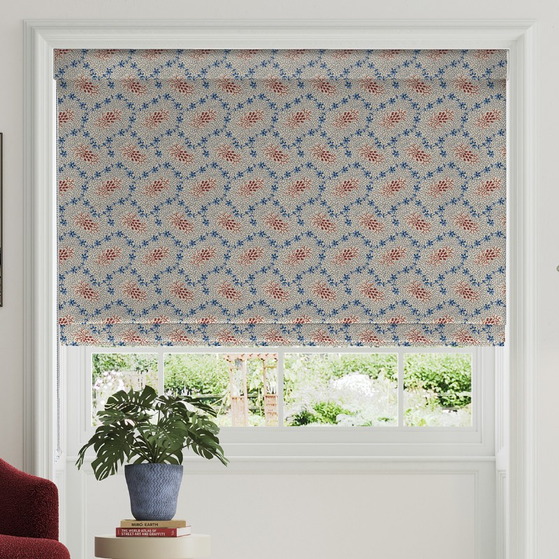 Land & Shore Lorie Blue Red Roman Blind