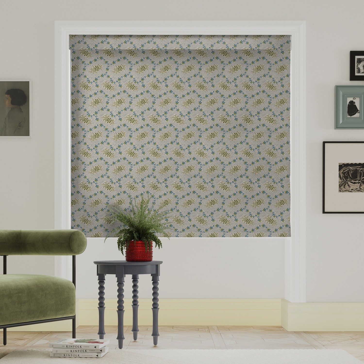 land & shore lorie green roman blind