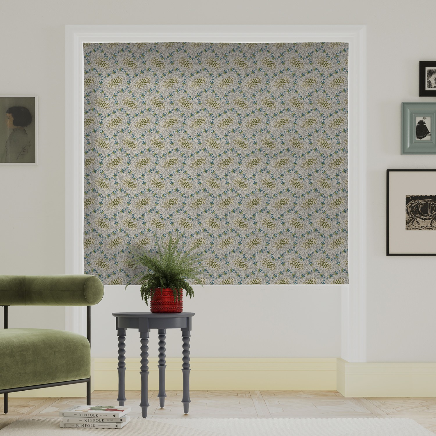 land & shore lorie green roman blind