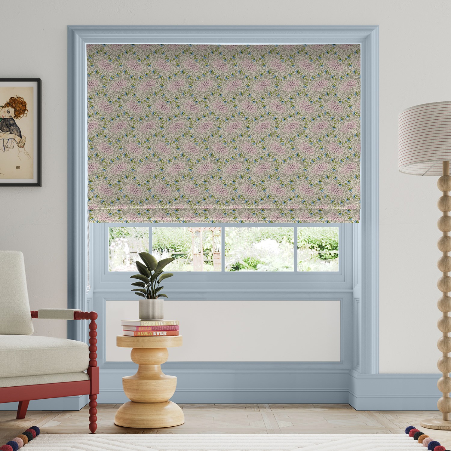 land & shore lorie pink roman blind