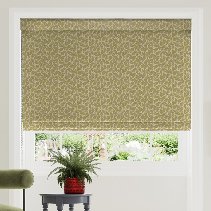 Land & Shore Oak Leaf Ochre Roman Blind