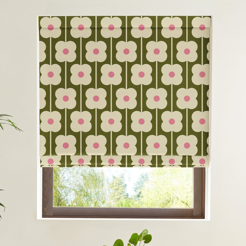 Orla Kiely Abacus Flower Seagrass Roman Blind