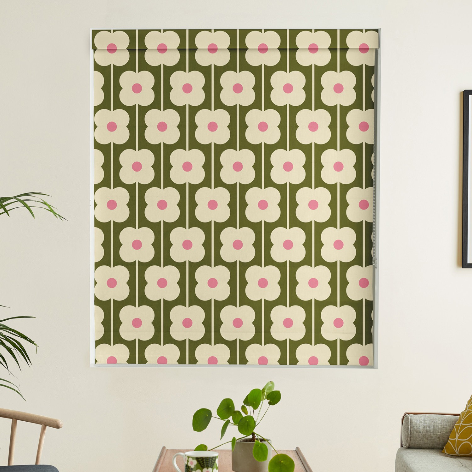 orla kiely abacus flower seagrass roman blind