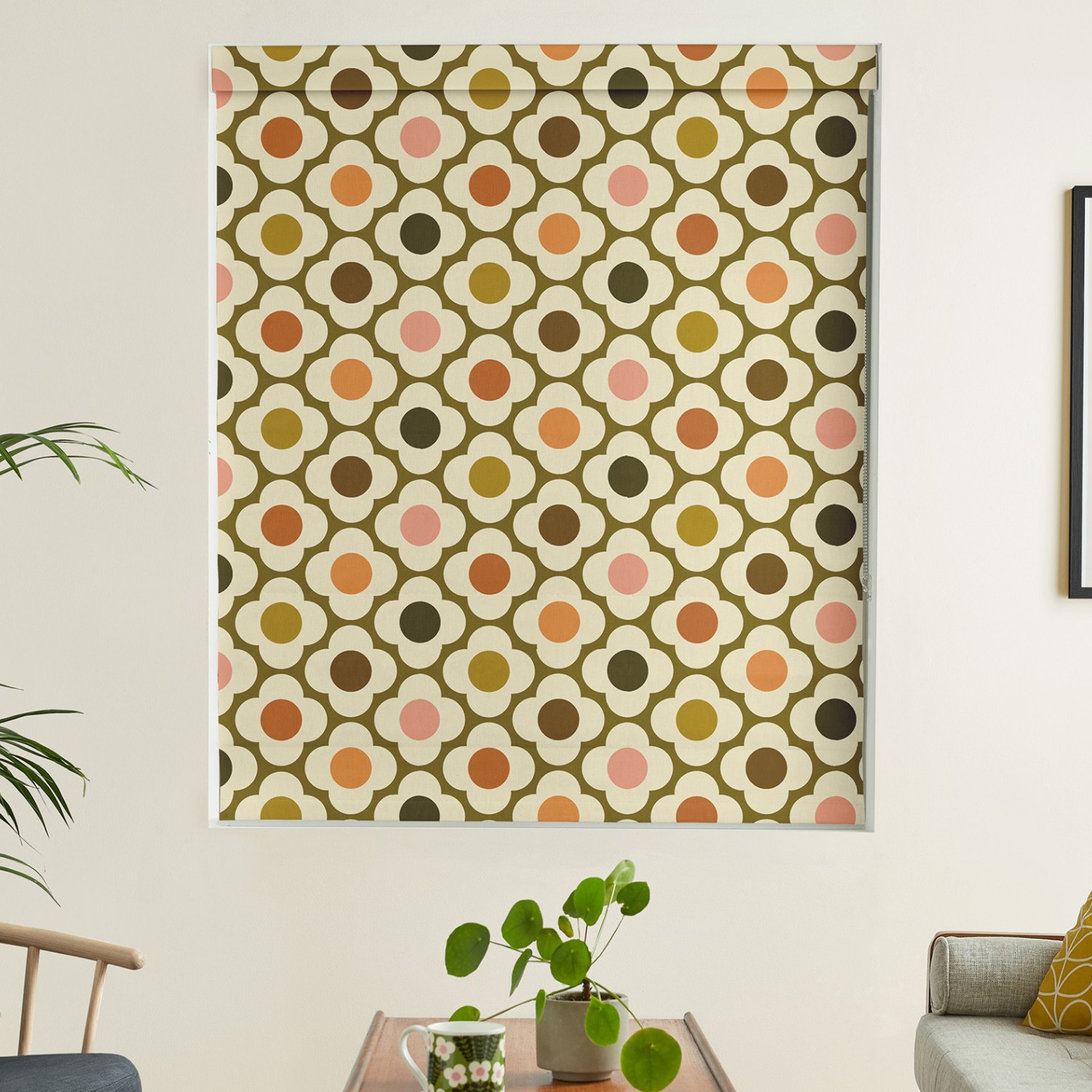 orla kiely spot flower multi autumn roman blind