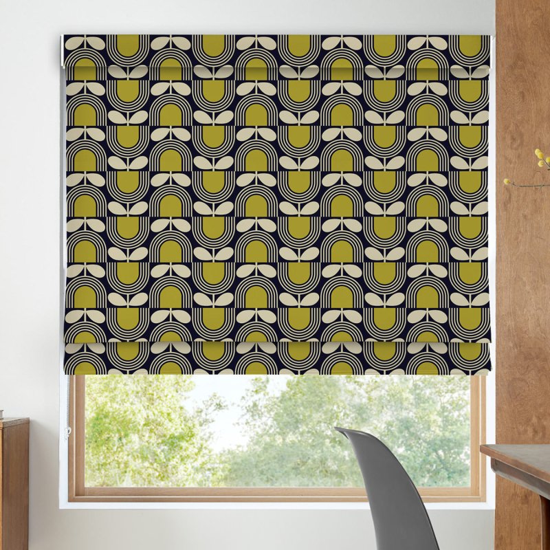 Orla Kiely Striped Tulip Navy Roman Blind