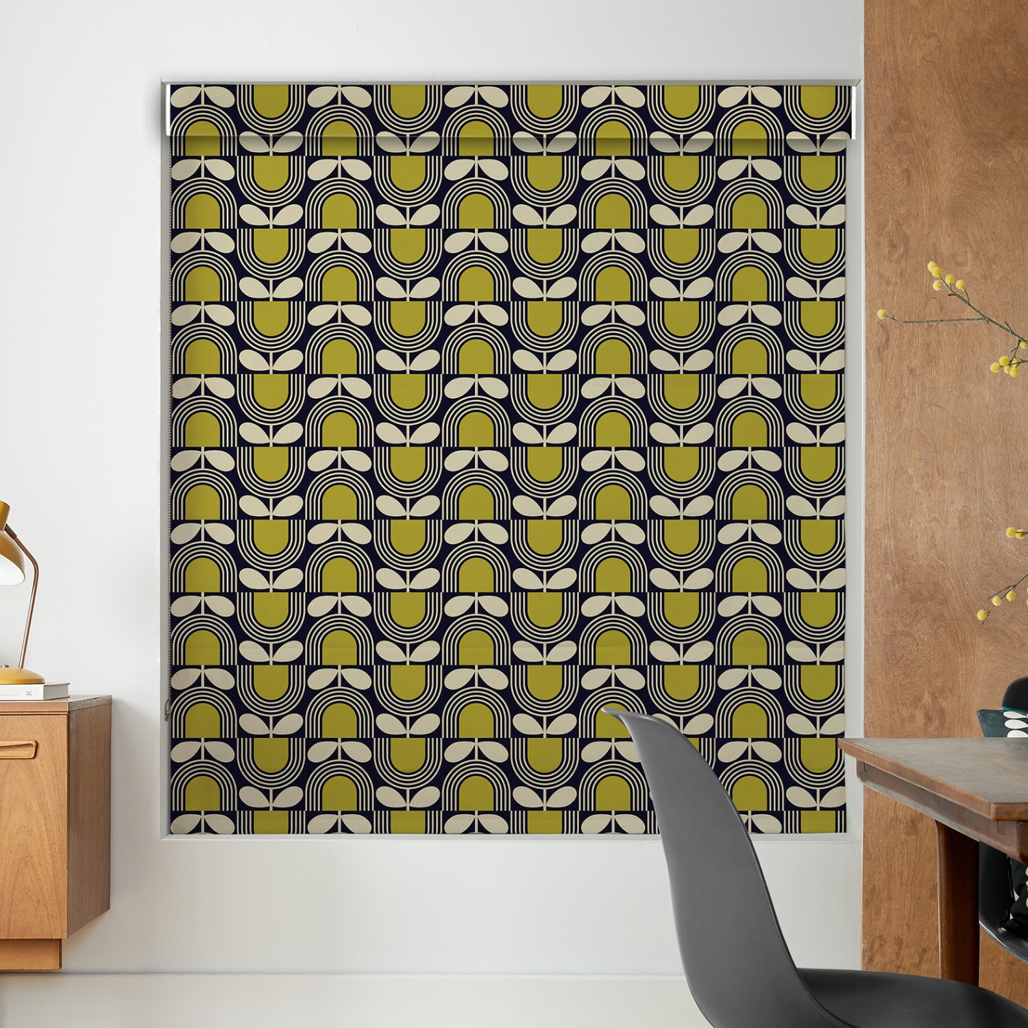 orla kiely striped tulip navy roman blind