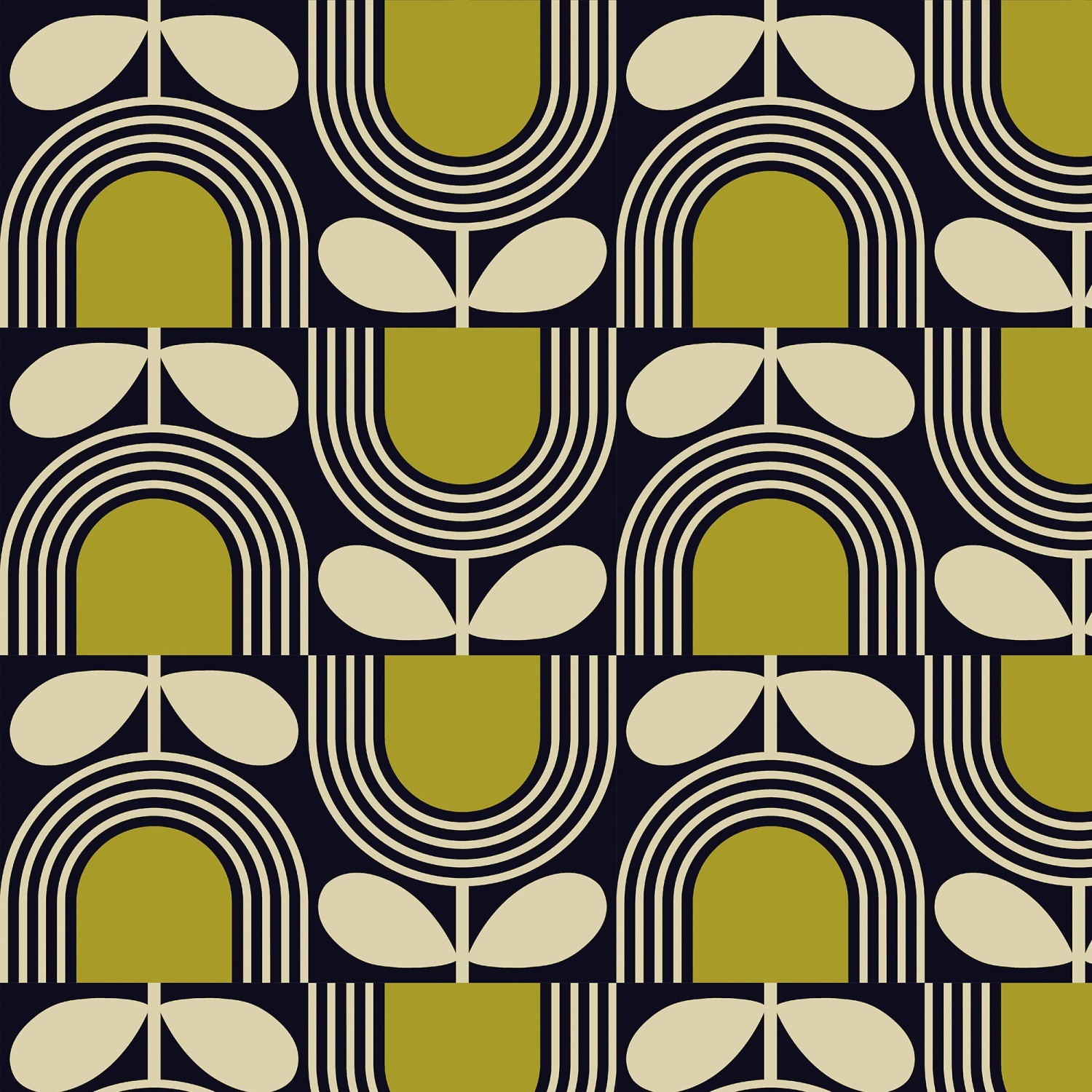 orla kiely striped tulip navy roman blind