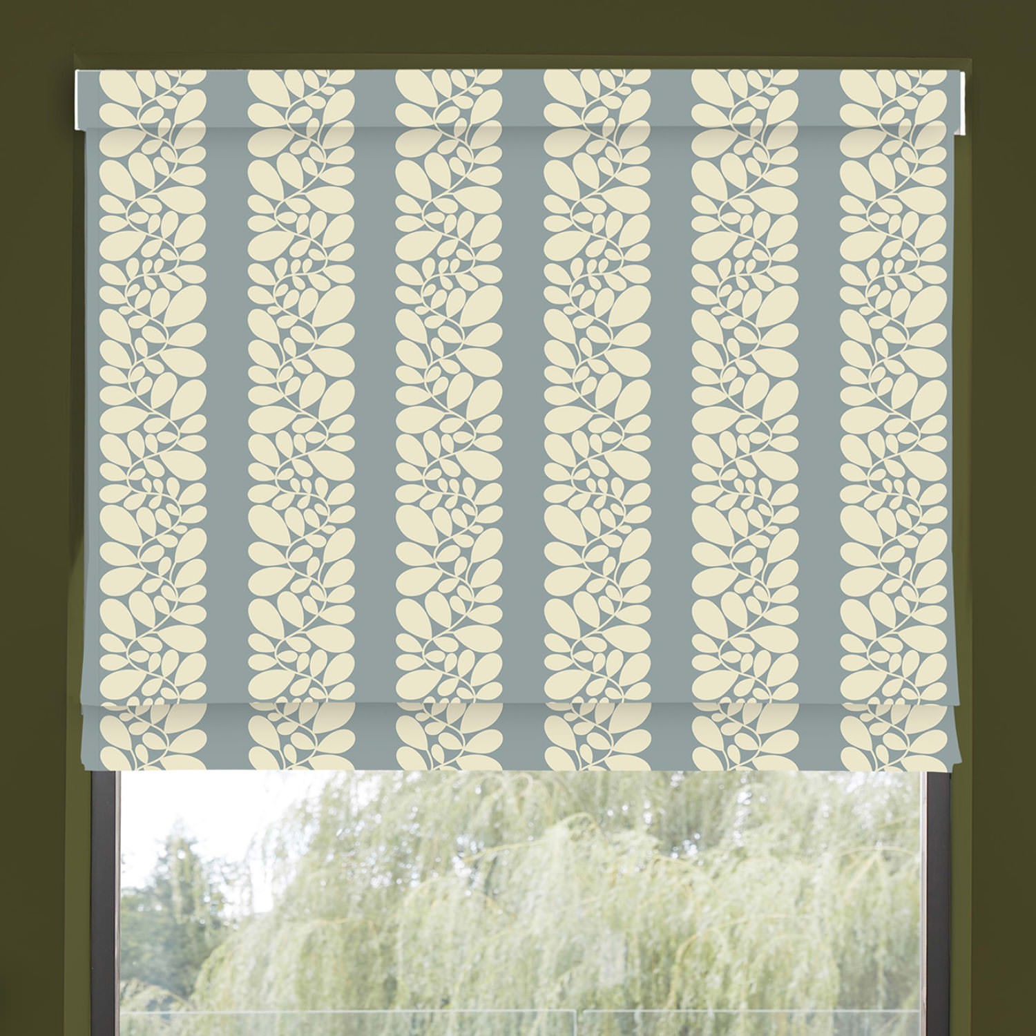 orla kiely sycamore stripe duck egg roman blind