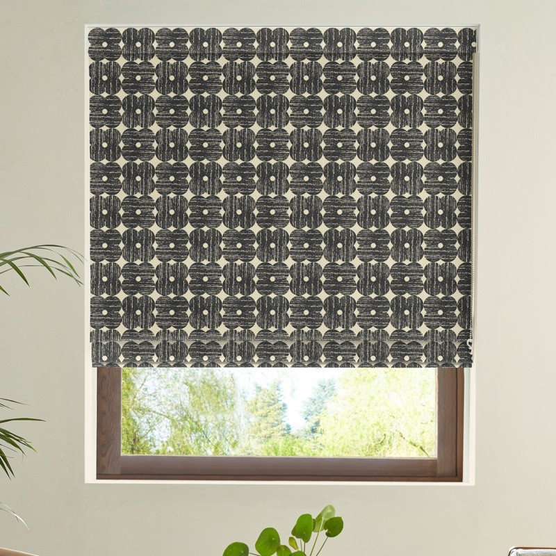 Orla Kiely Textured Flower Charcoal Roman Blind
