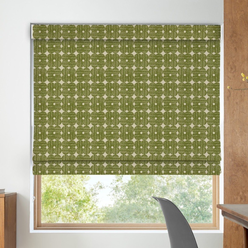 Orla Kiely Textured Flower Olive Roman Blind