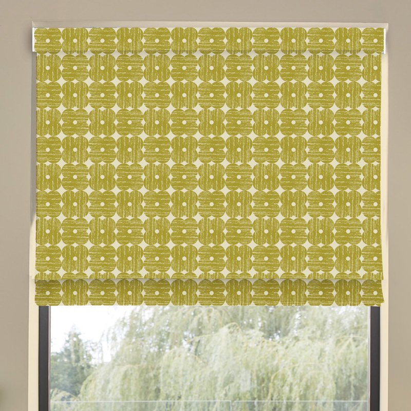 Orla Kiely Textured Flower Yellow Roman Blind