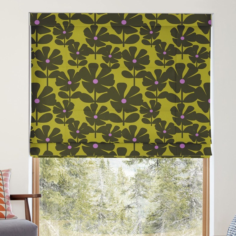 Orla Kiely Wildflower Chartreuse Roman Blind