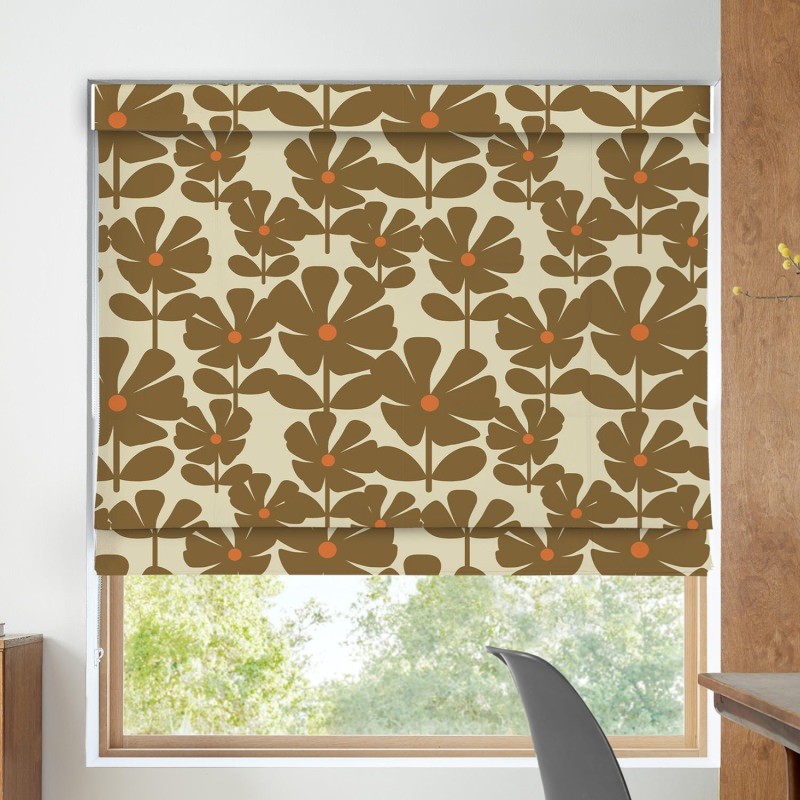 Orla Kiely Wildflower Coffee Roman Blind