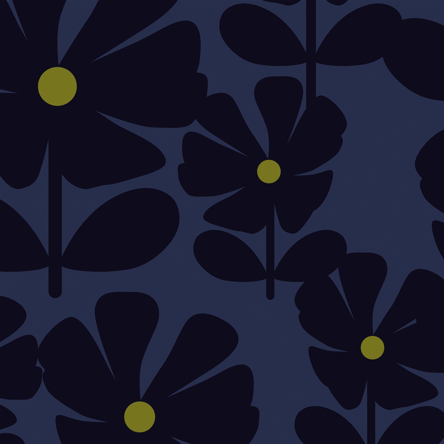 orla kiely wildflower indigo roman blind