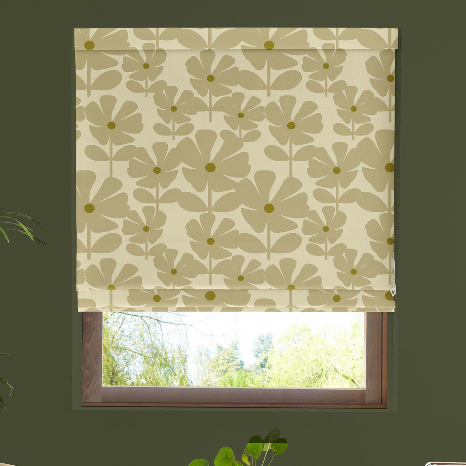orla kiely wildflower vintage sage roman blind