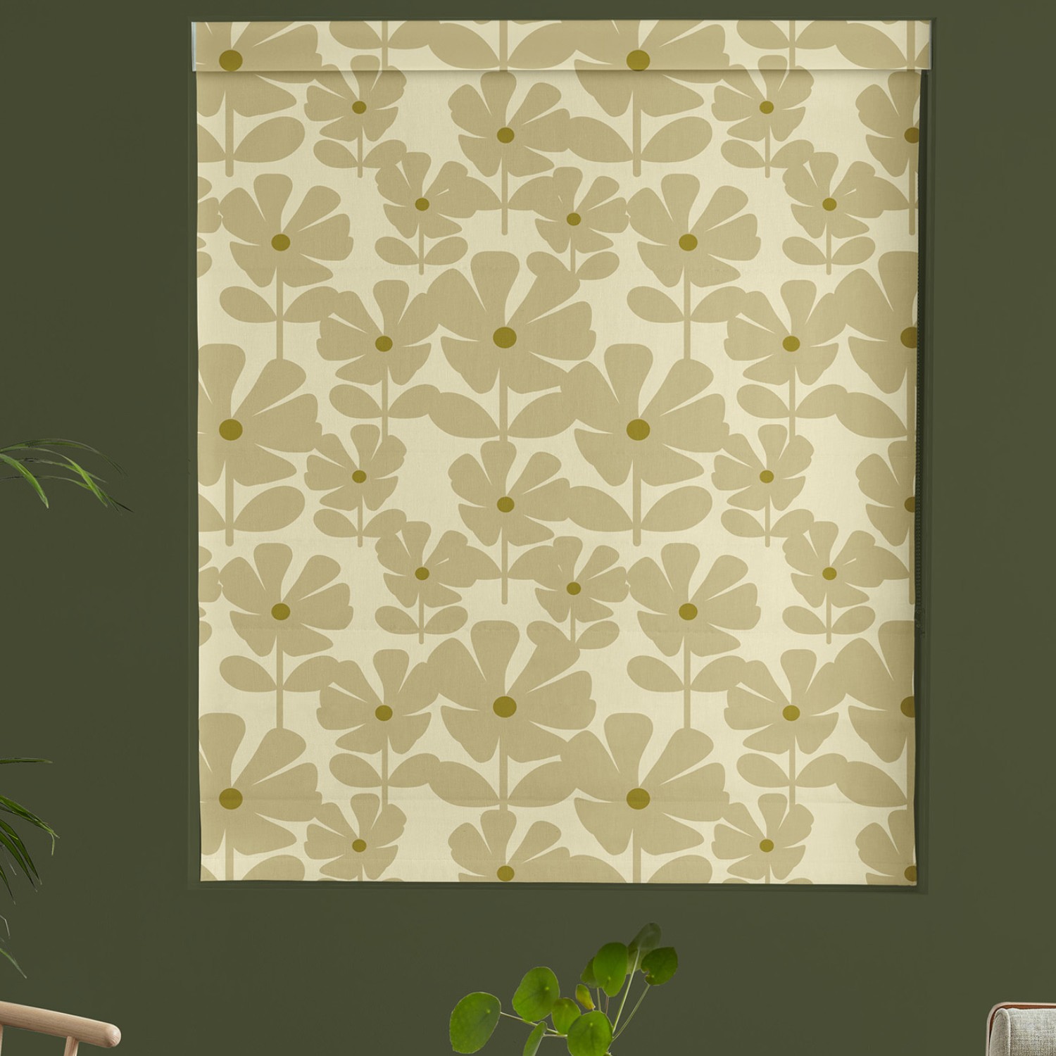 orla kiely wildflower vintage sage roman blind