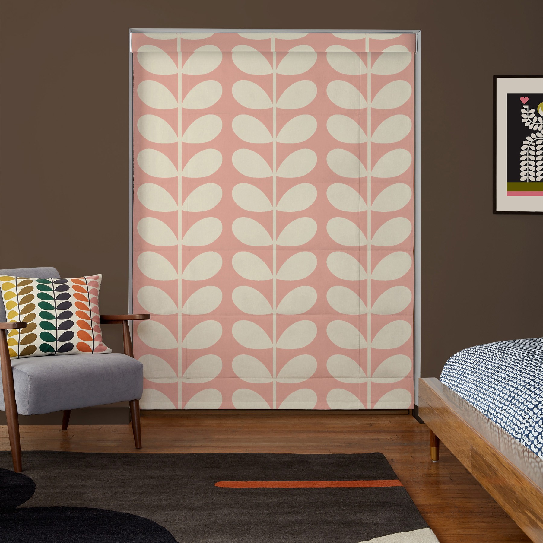 Orla Kiely Jumbo Solid Stem Pink Roman Blind