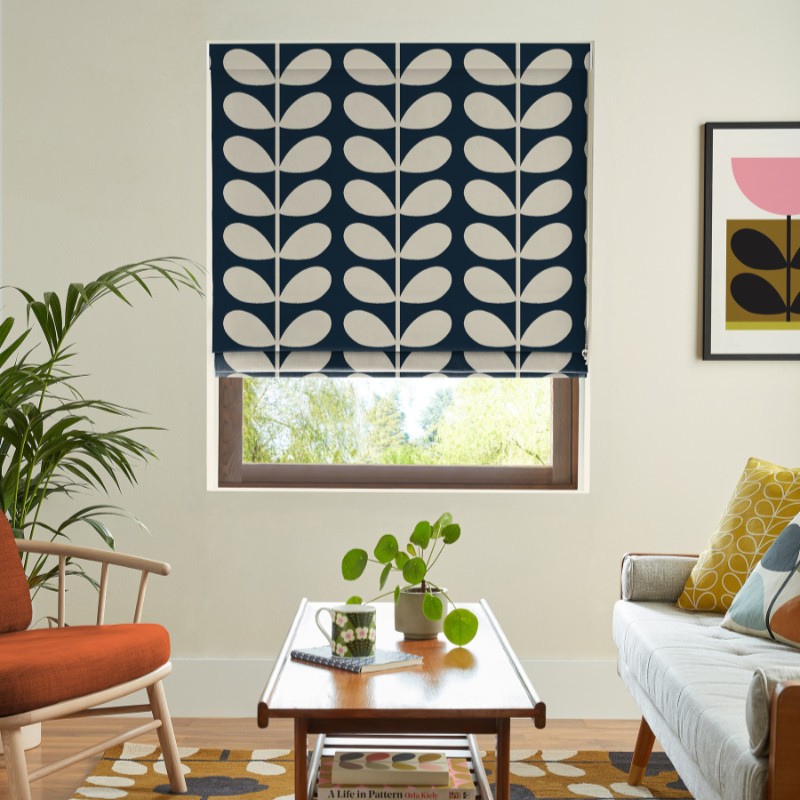 Orla Kiely Jumbo Solid Stem Whale Roman Blind