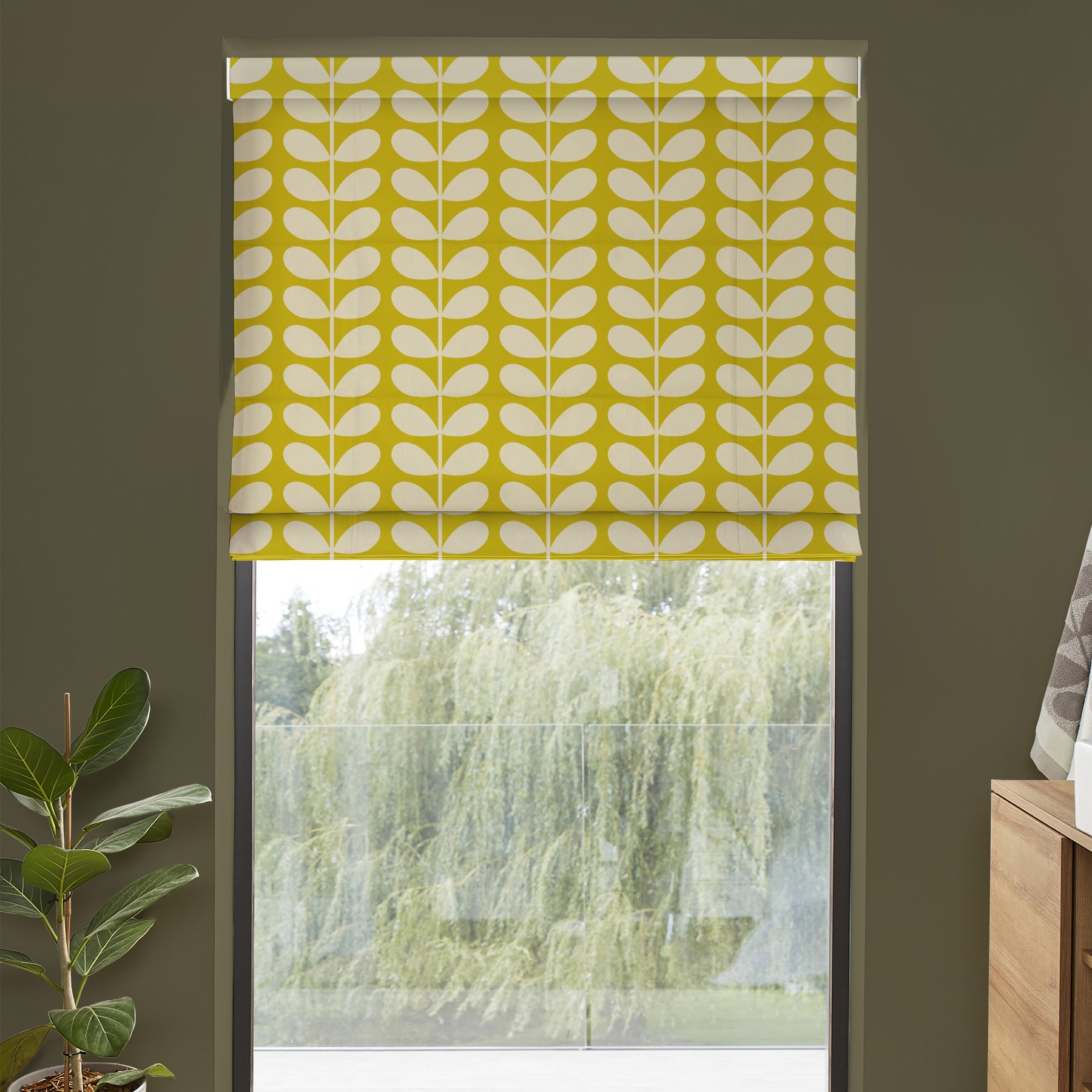 Orla Kiely Solid Stem Yellow Roman Blind