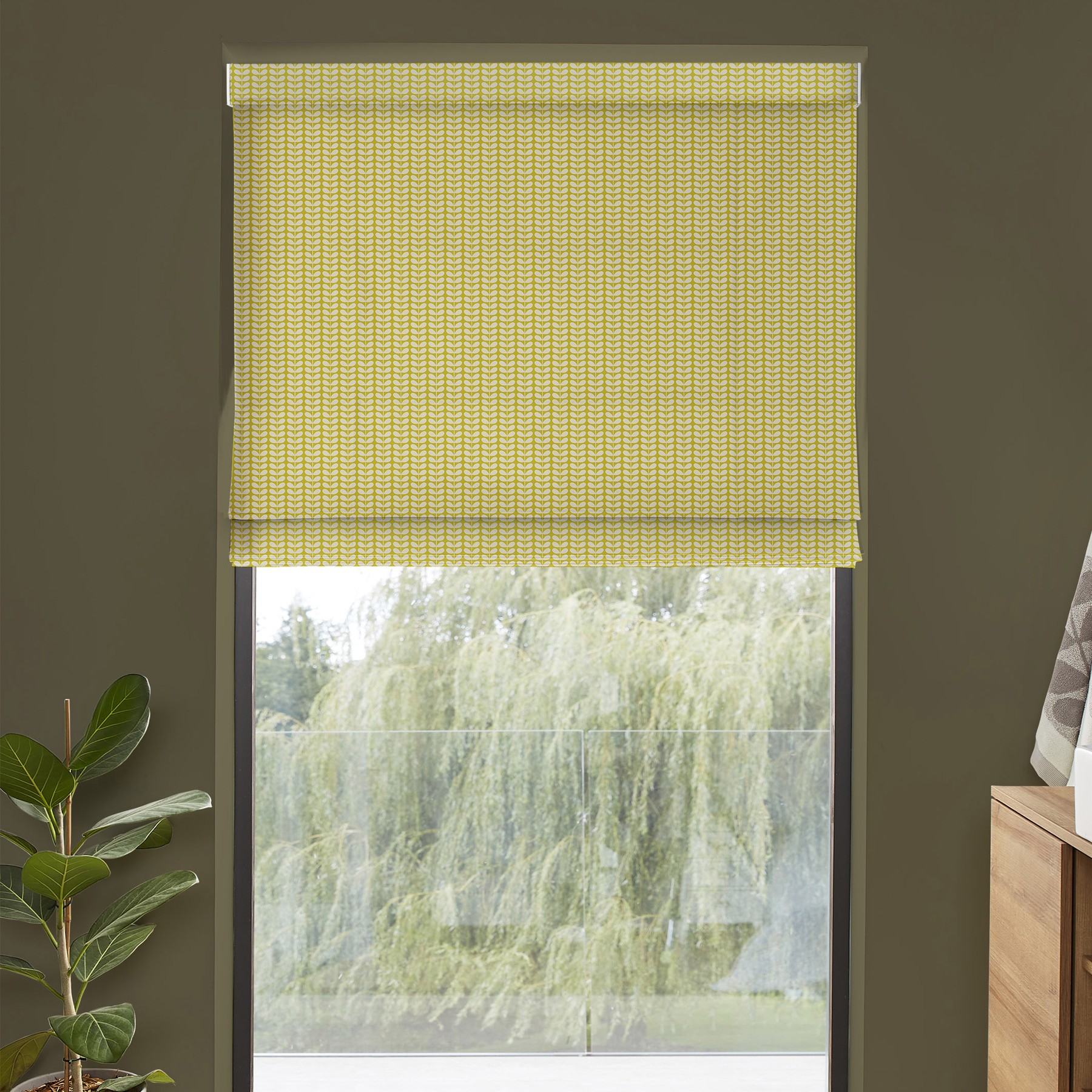 Orla Kiely Tiny Stem Yellow Roman Blind