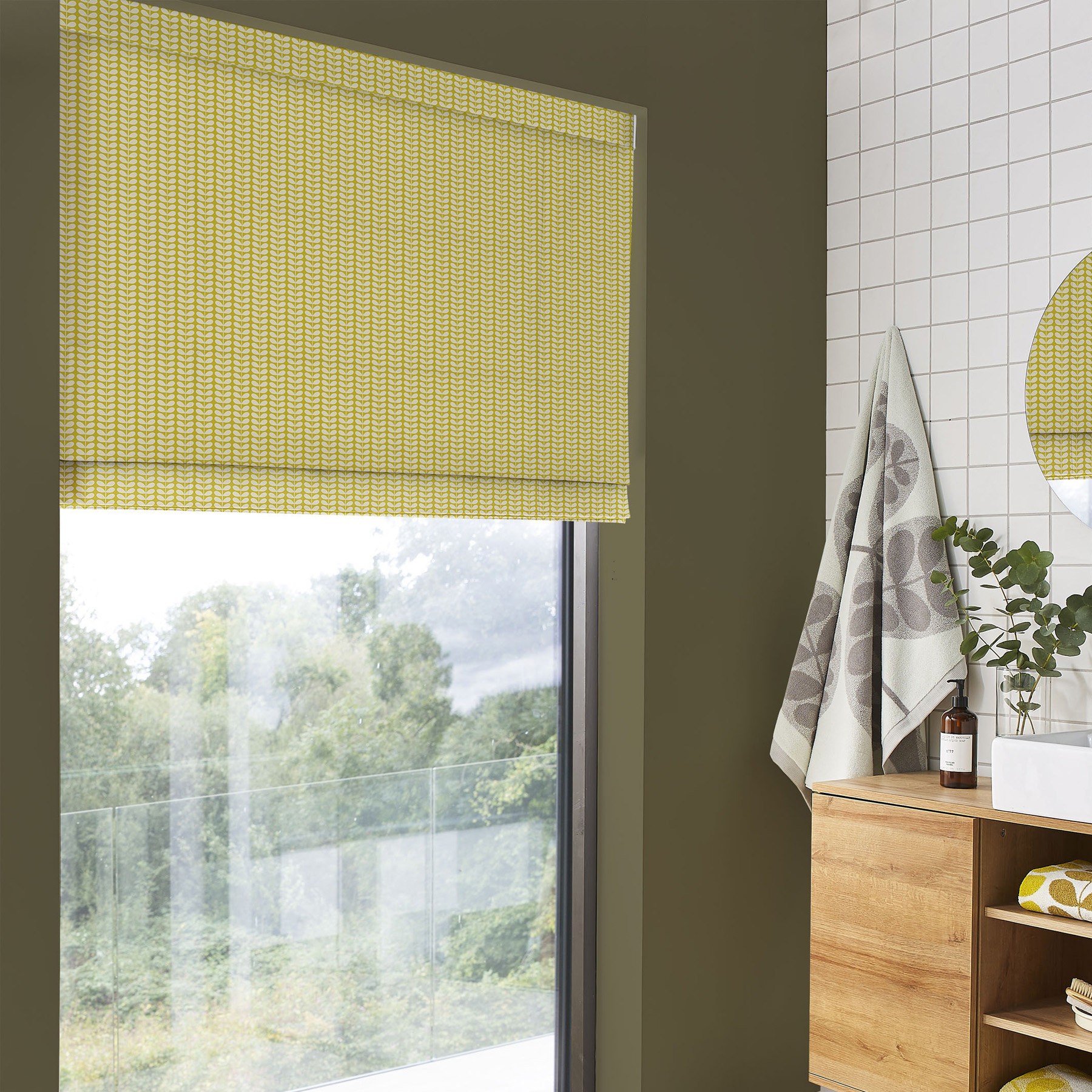 Orla Kiely Tiny Stem Yellow Roman Blind