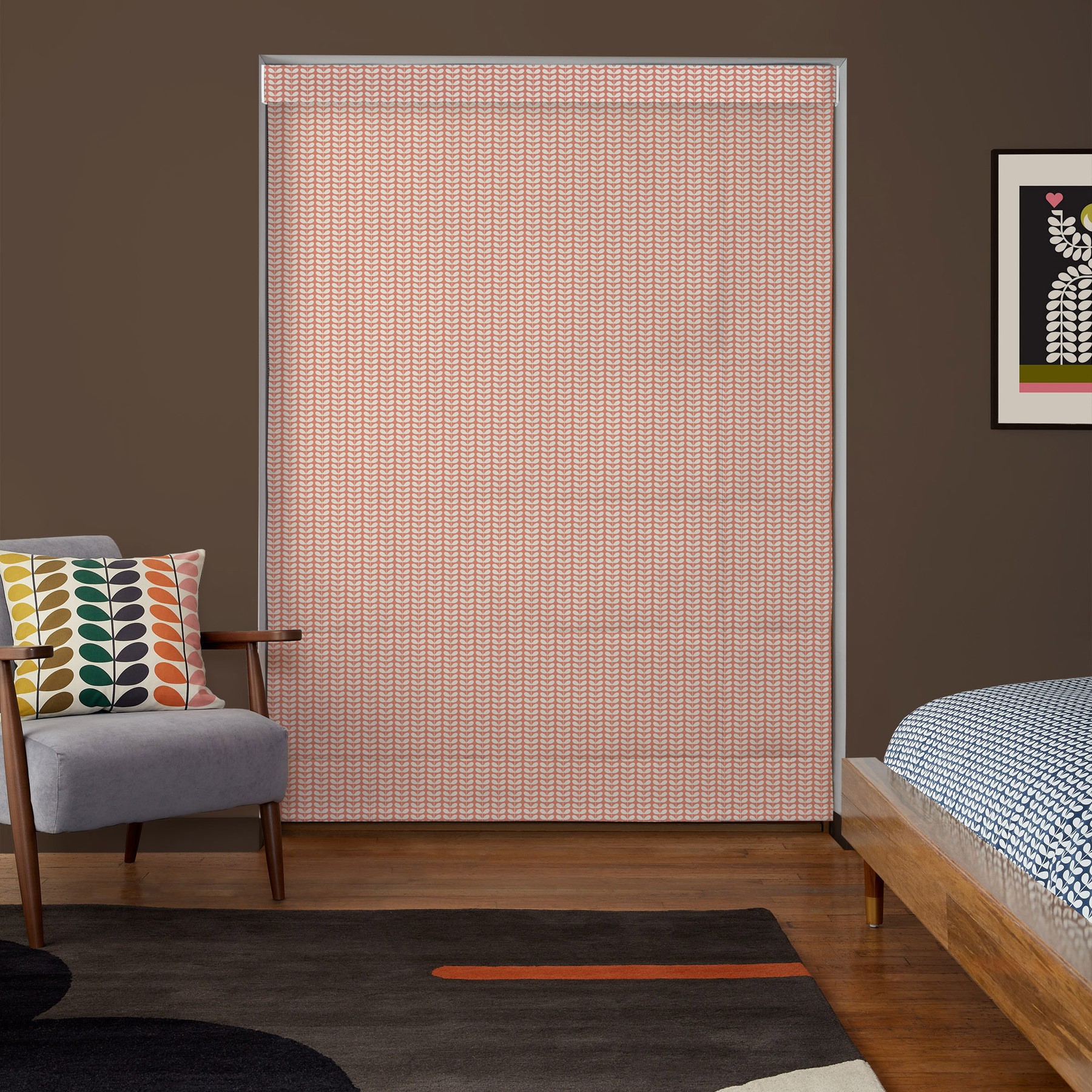Orla Kiely Tiny Stem Pink Roman Blind