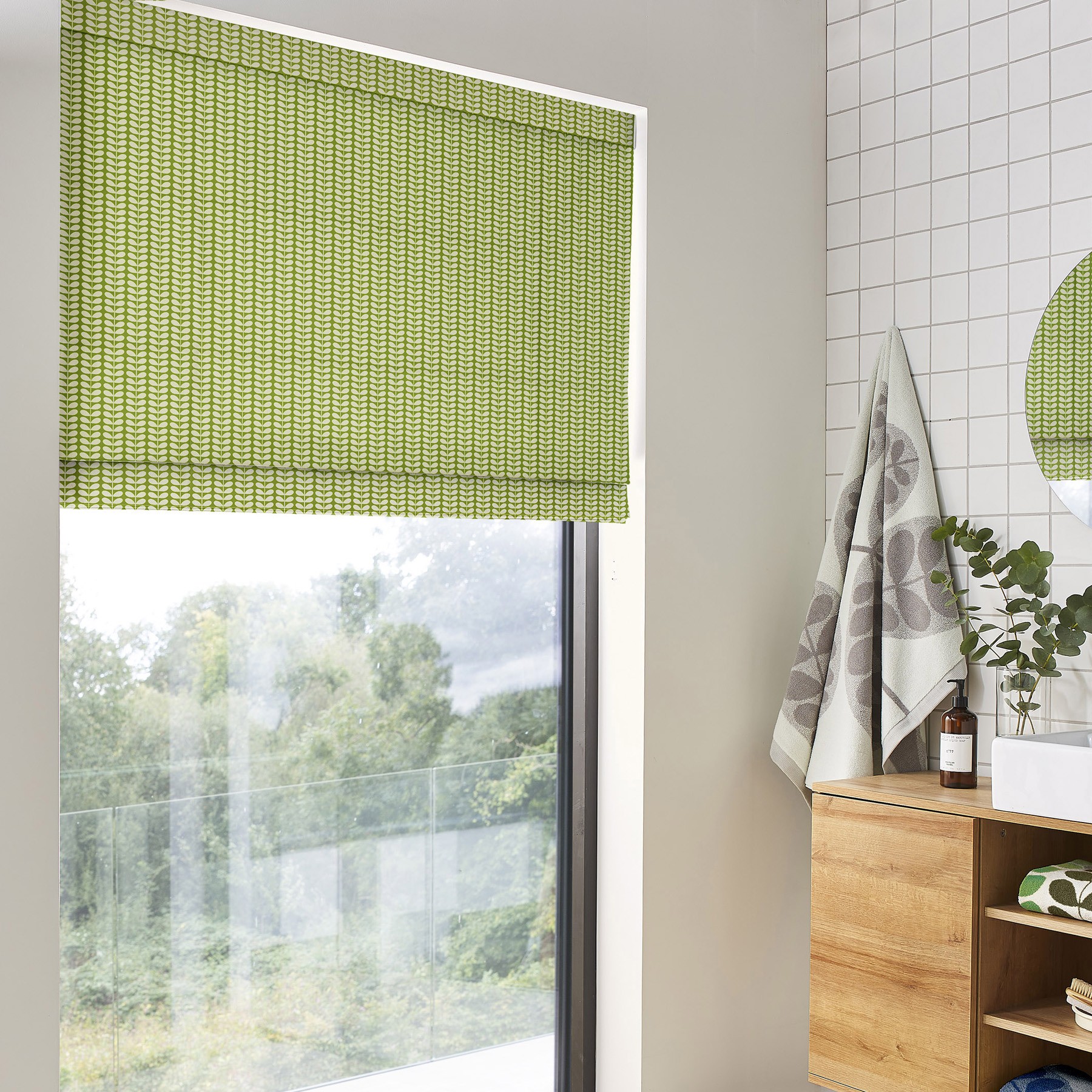Orla Kiely Tiny Stem Green Roman Blind